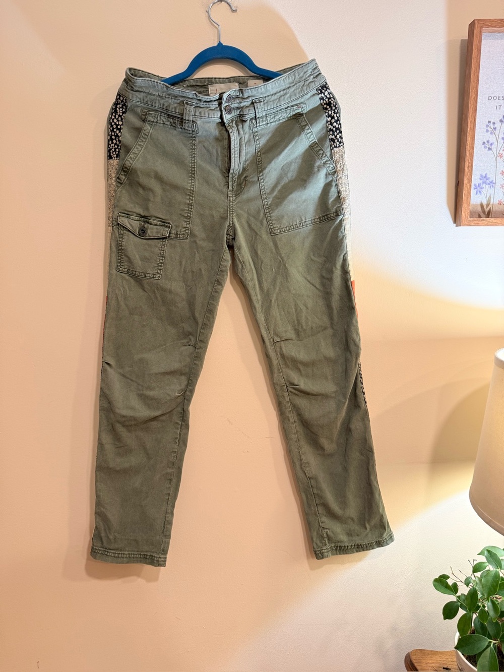 Anthropologie Olive Green Straight-Leg Utility Jeans